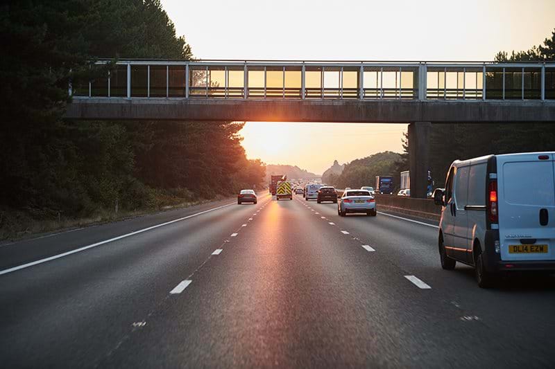 Cars on the motorway road