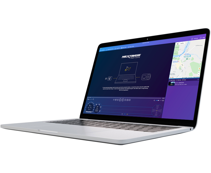 Nextbase player app displayed on a laptop